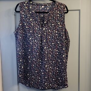 Floral Sleeveless Top - Navy